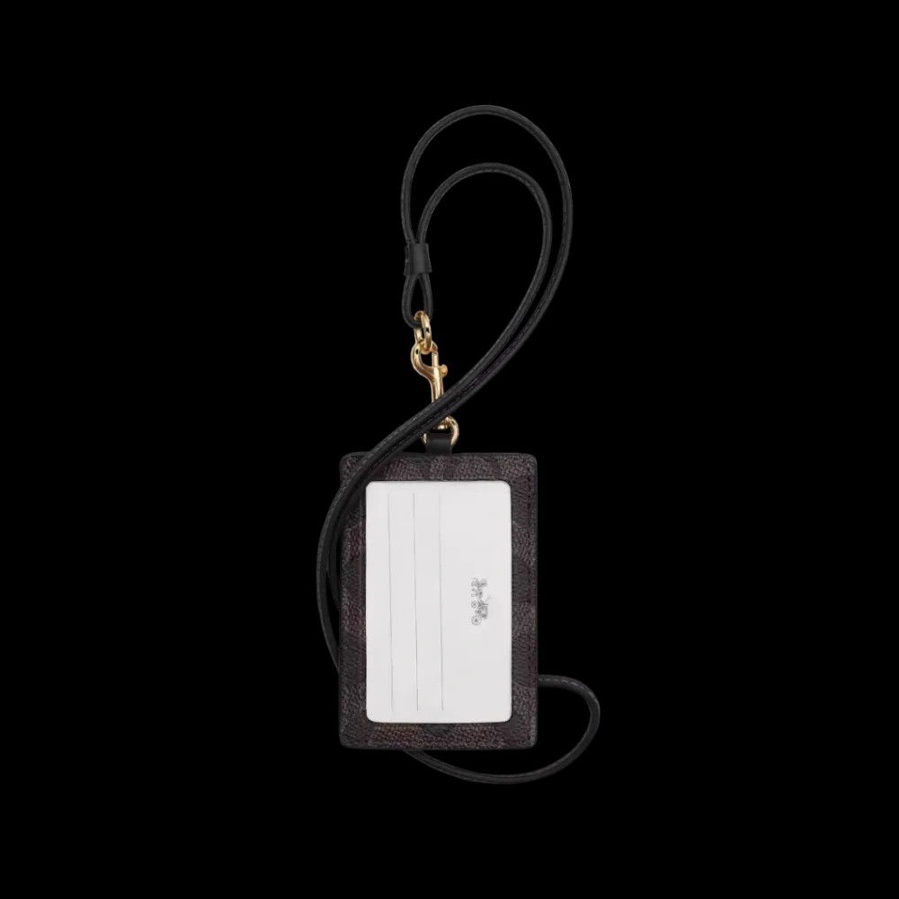 Coach Id Lanyard In Signaure Canvas signature canvas/Gold/Walnut/Black - HypeFly India View 2