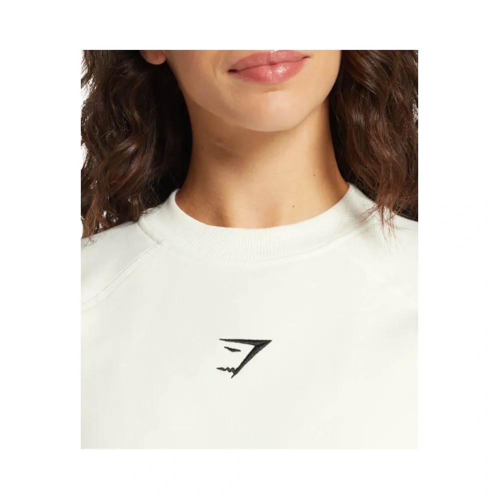 Gymshark Training Oversized Fleece Sweatshirt Soft White - HypeFly India View 2