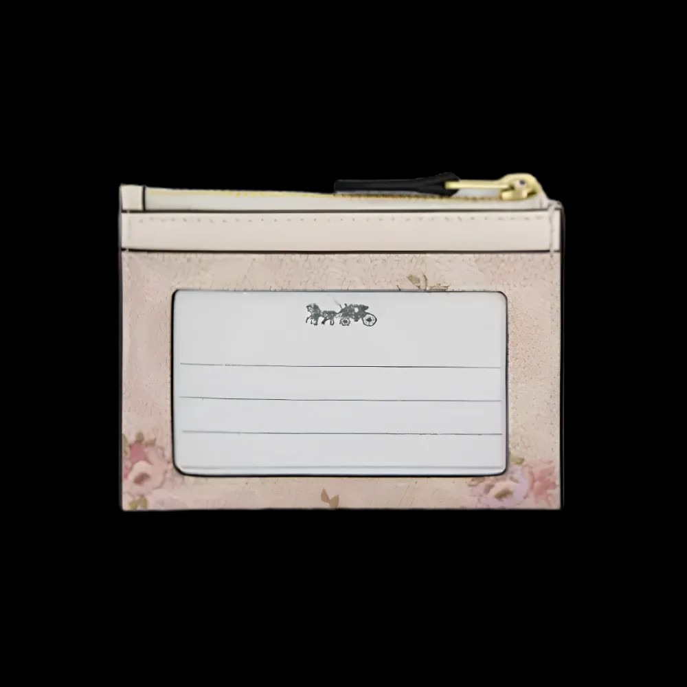 Coach Mini Skinny Id Case In Signature Canvas With Floral Print Gold/Sand Multi - HypeFly India View 3