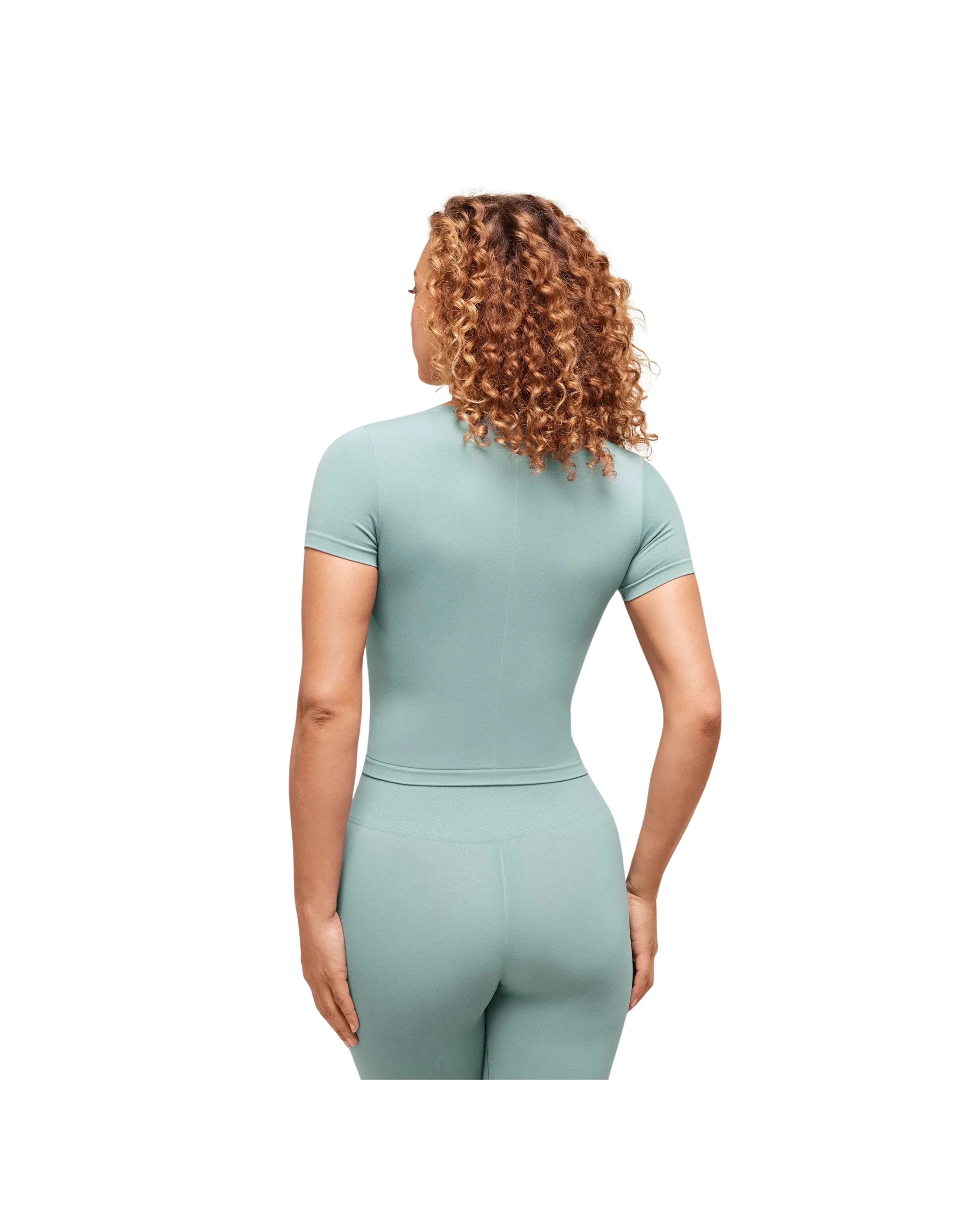 Gymshark Soft Sculpt Midi T-Shirt Rest Blue - HypeFly India View 2