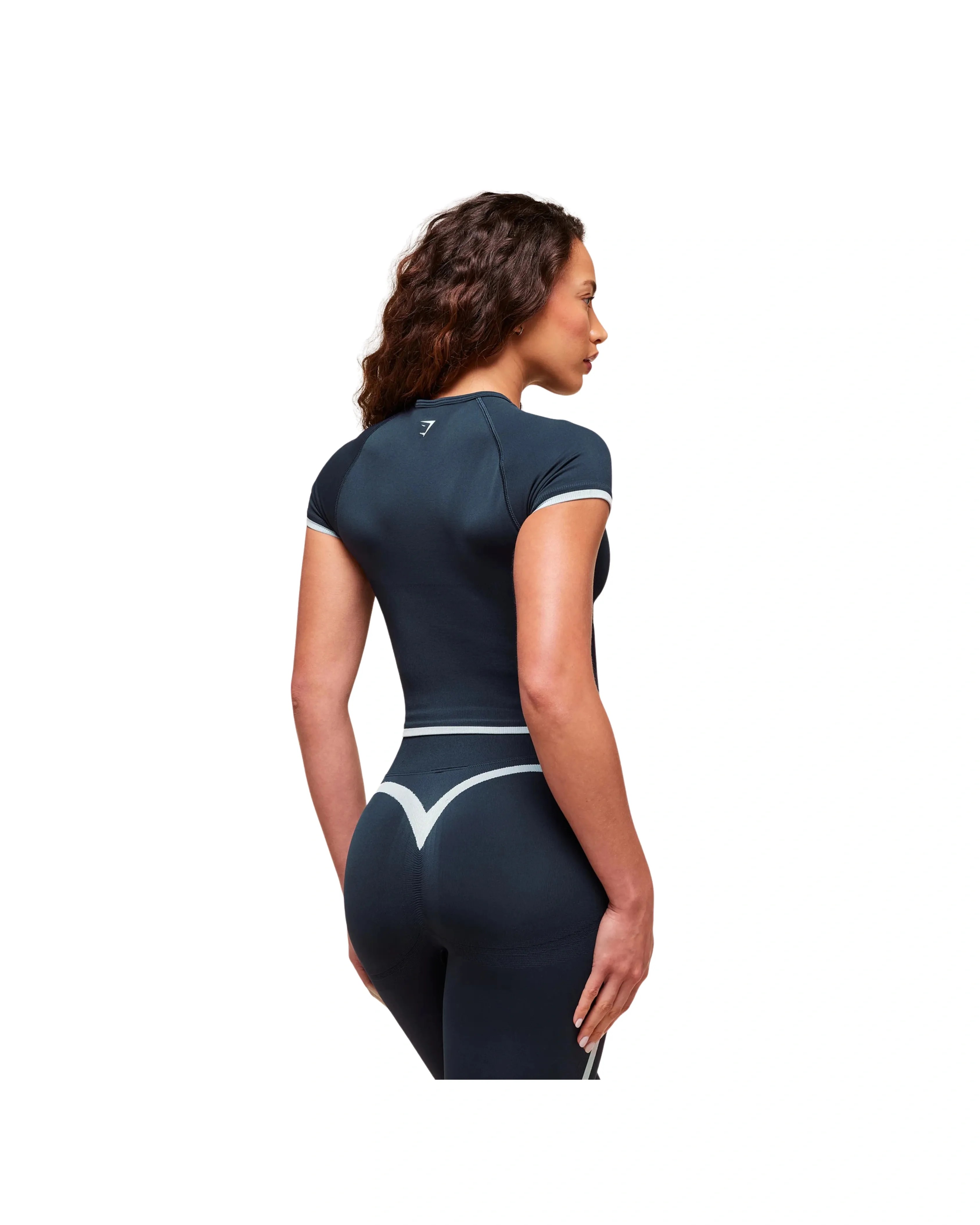Gymshark Lift Varsity Seamless Midi T-Shirt Heavy Blue - HypeFly India View 2