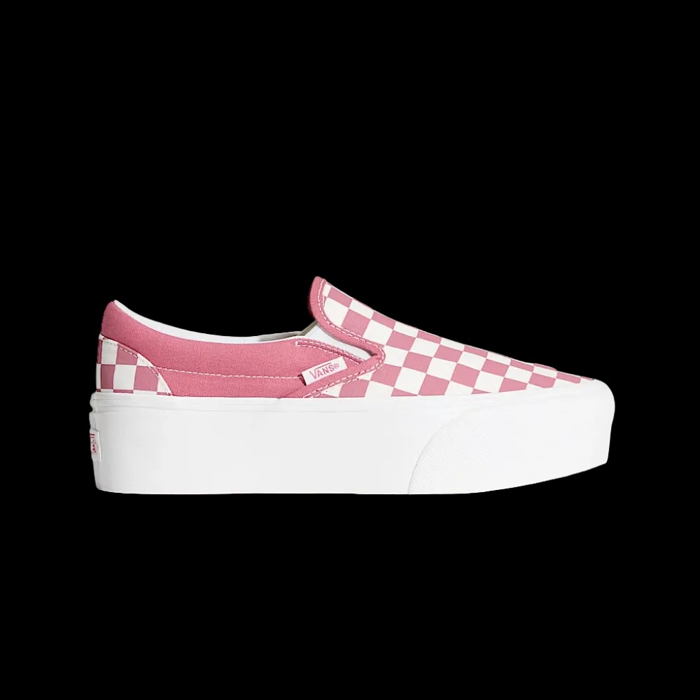 Vans Classic Slip-On Checkerboard Platform Shoe Mauvewood Pink - HypeFly India View 1