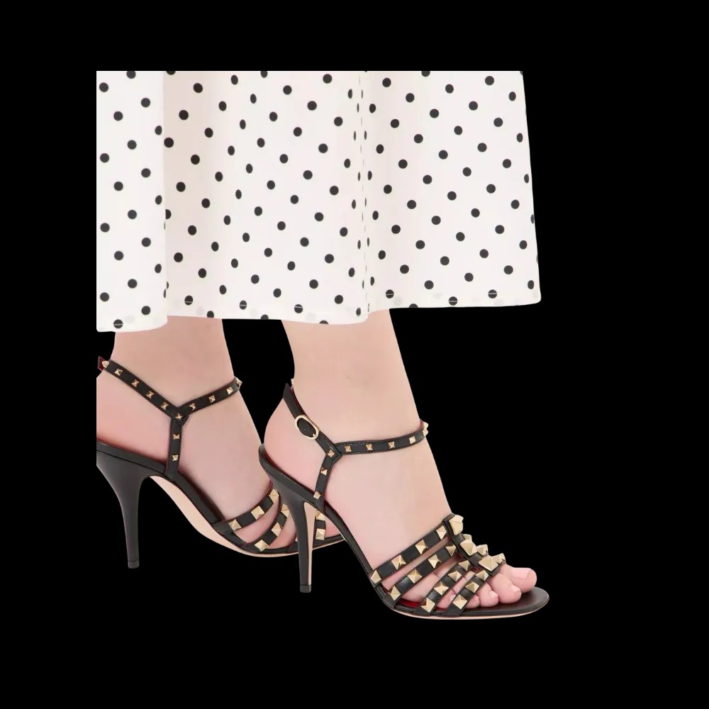 Valentino Rockstud Kidskin Sandal 100mm Black - HypeFly India View 5