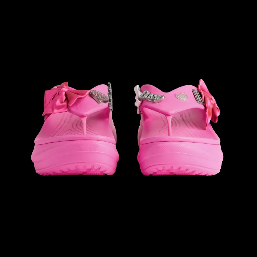 Balenciaga Crocs Thong Jibbitz In Glossy Pink - HypeFly India View 4