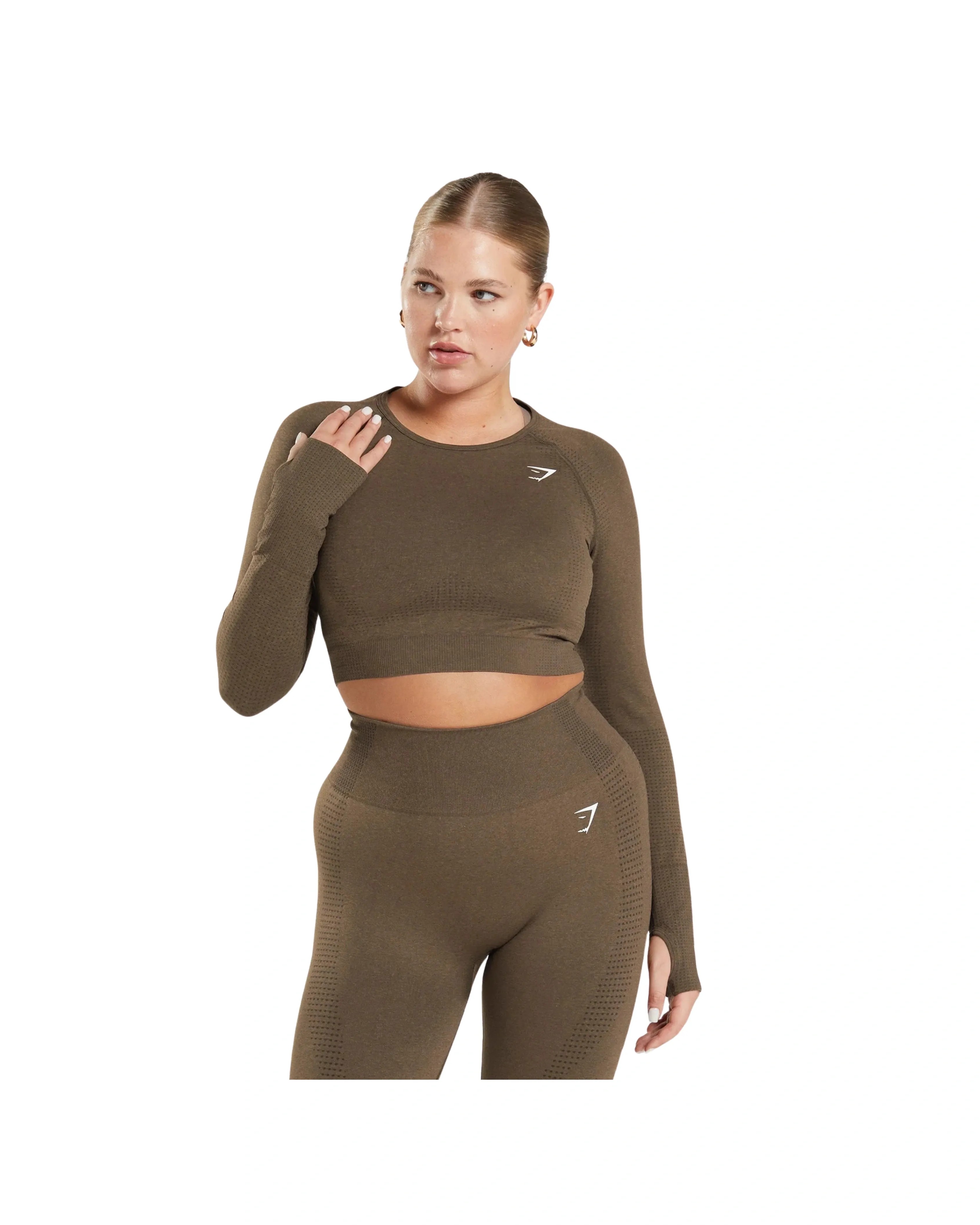 Gymshark Vital Crop Top Celeste Espresso Marl - HypeFly India View 2