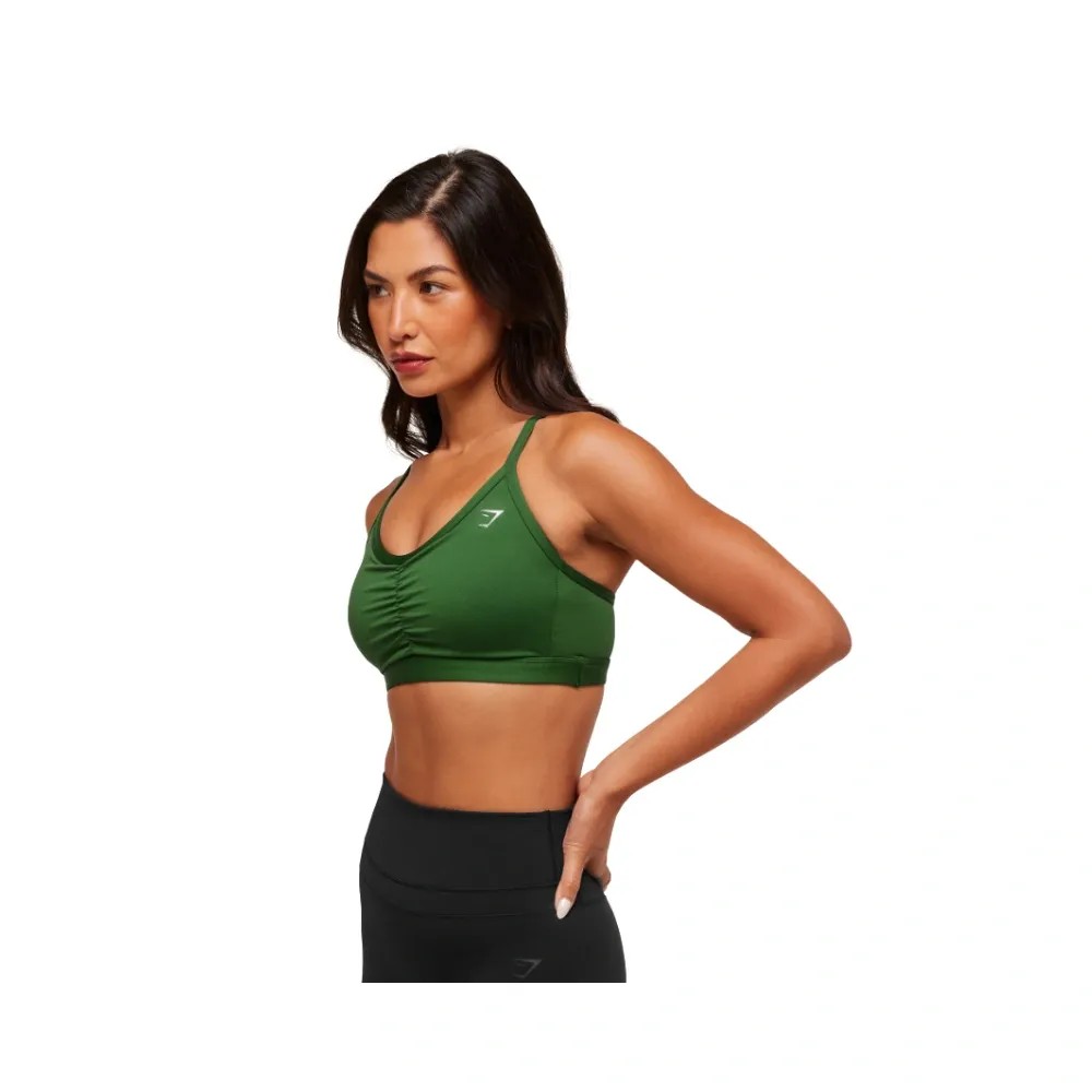Gymshark Ruched Sports Bra - Medium Support Athletic Green - HypeFly India View 3