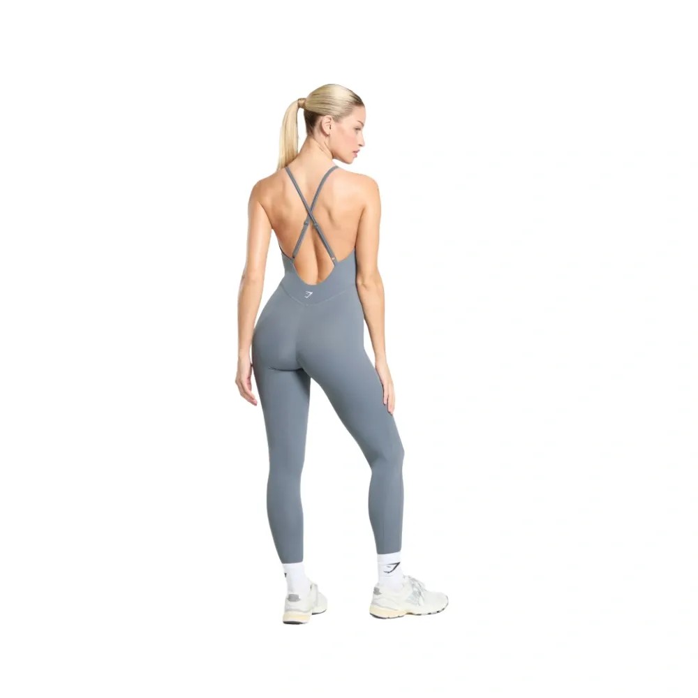 Gymshark Strappy All in One Full length Bodysuit Iron Blue - HypeFly India View 2