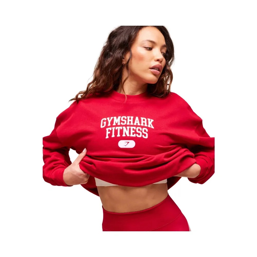 Gymshark Varsity Graphic Pullover Conditioning Red - HypeFly India View 3