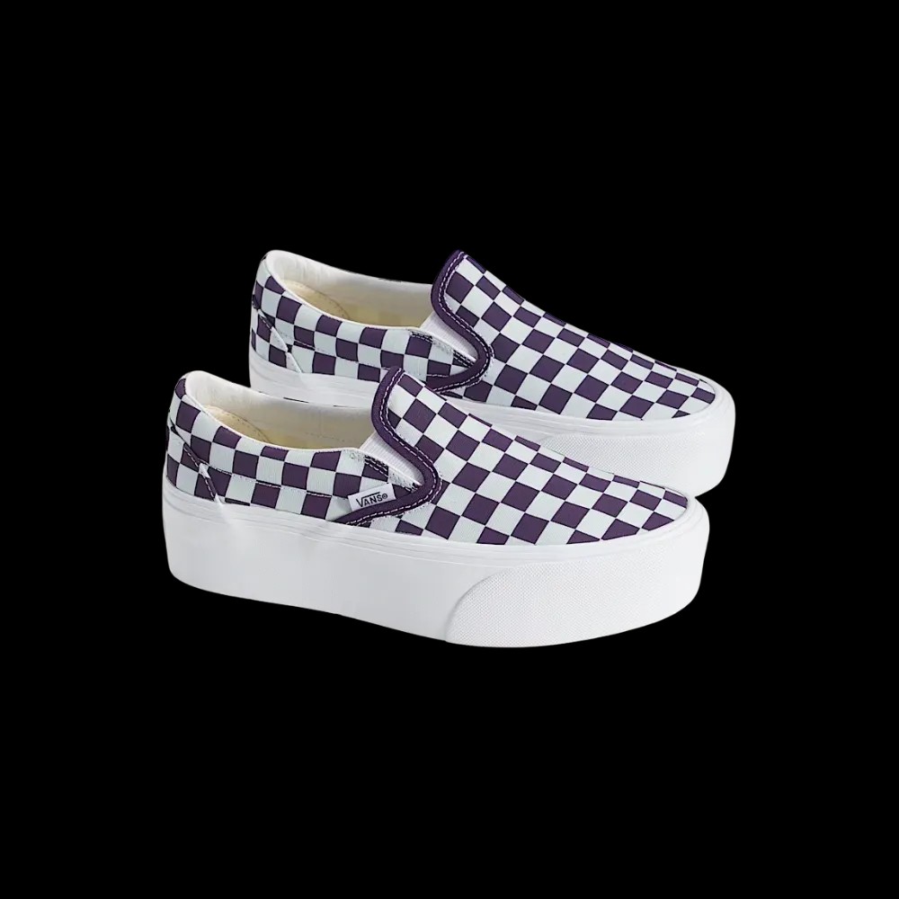 Vans Classic Slip-On Checkerboard Platform Shoe Gothic Grape Purple - HypeFly India View 5
