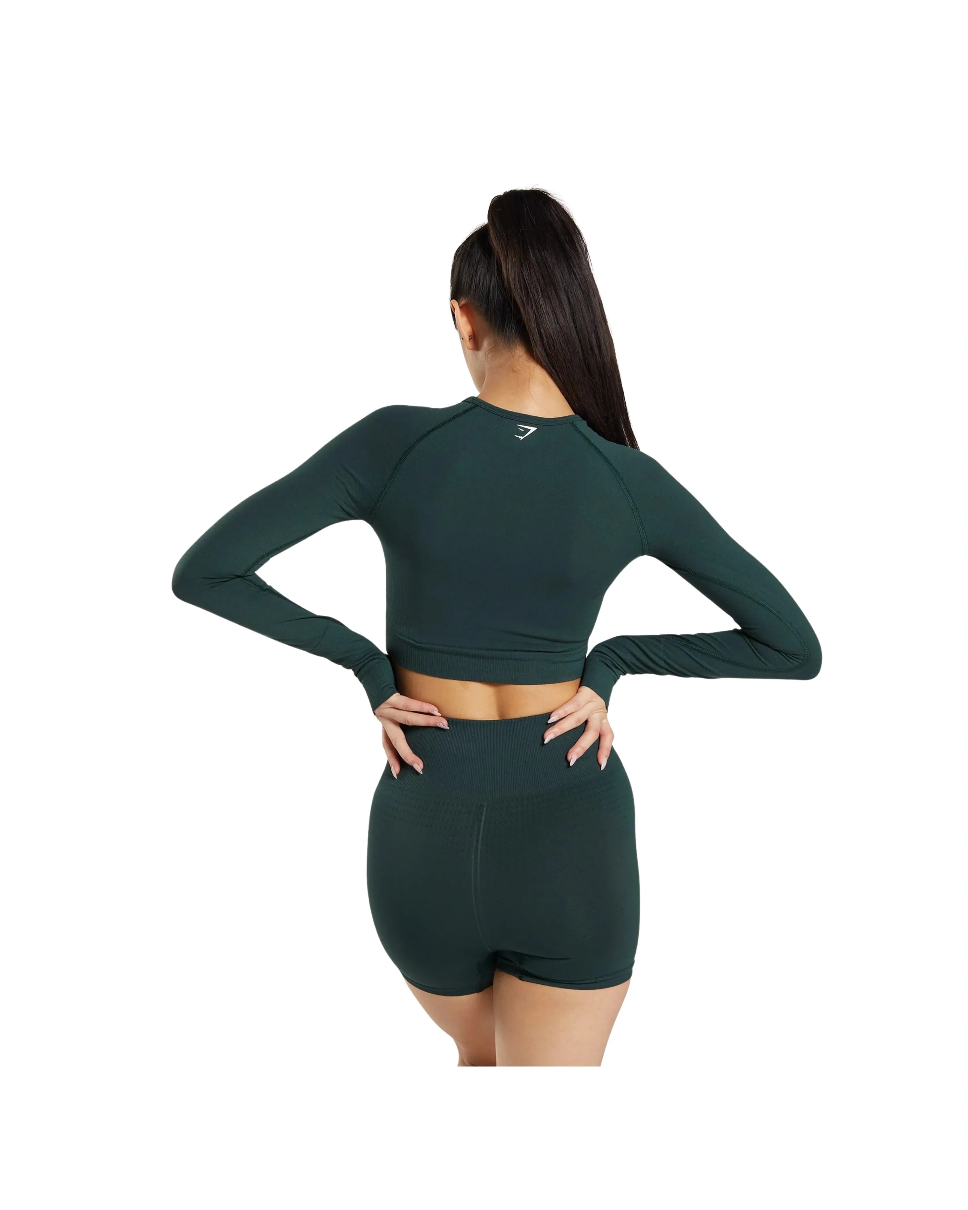 Gymshark Vital Crop Top Woodland Green Marl - HypeFly India View 2