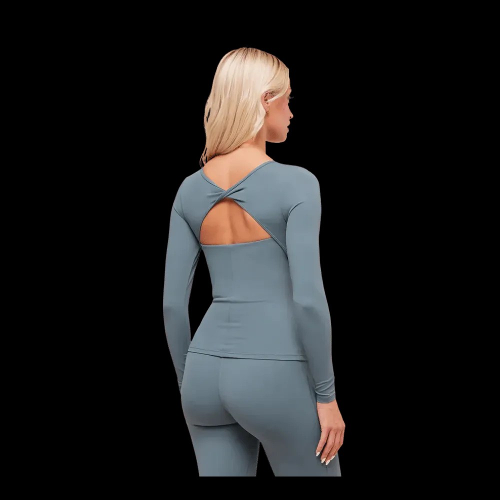 Gymshark Twist Back Long Sleeve Top Iron Blue - HypeFly India View 3