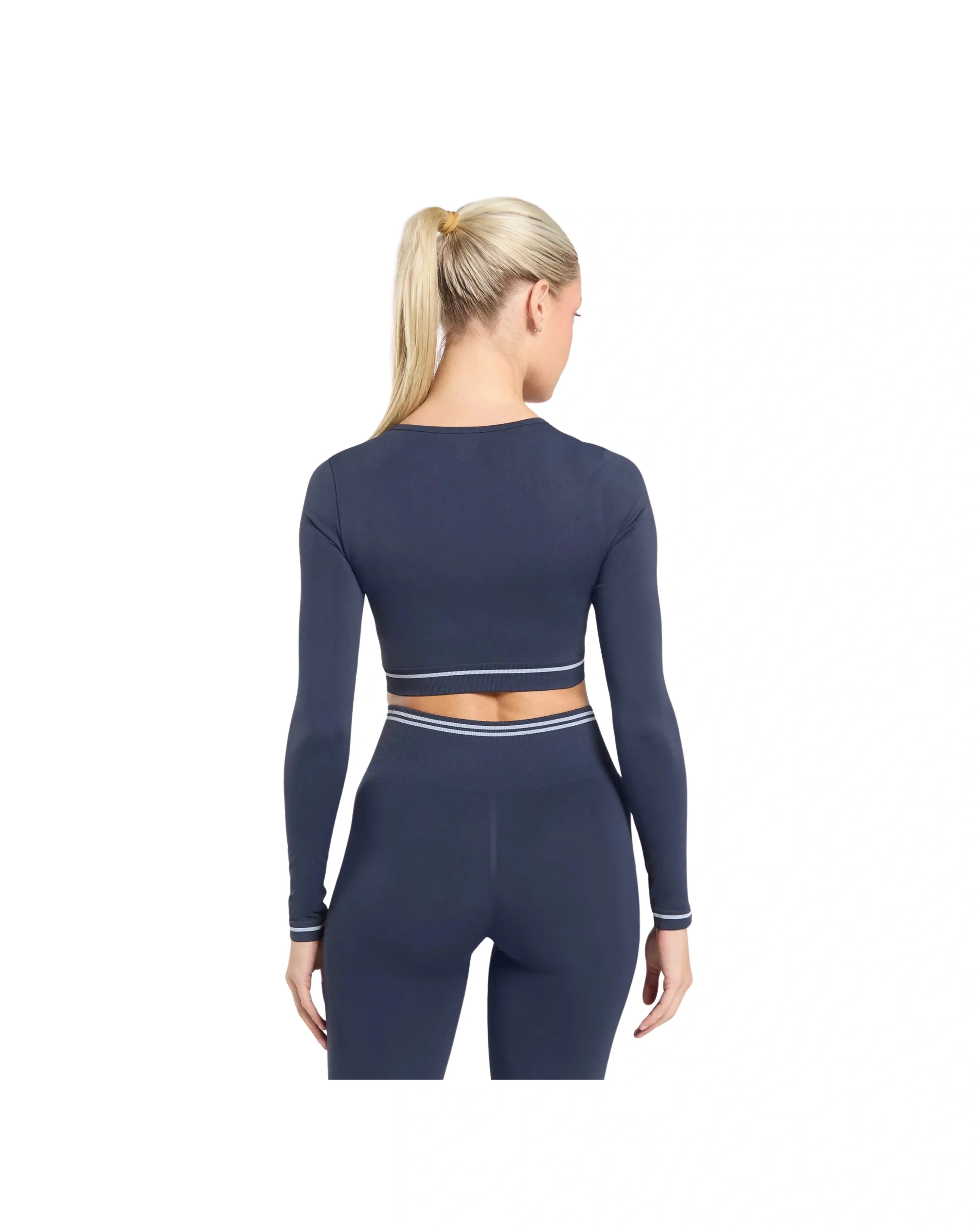 Gymshark Contrast Seamless Crop Top Heavy Blue - HypeFly India View 2