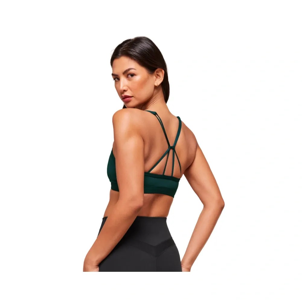 Gymshark Ruched Strappy Sports Bra Light Support Deep Petrol Blue - HypeFly India View 2