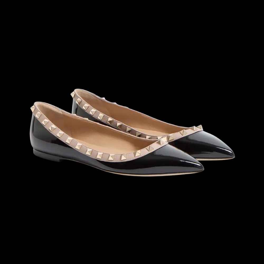 Valentino Patent Rockstud Ballet Flat Black - HypeFly India View 3