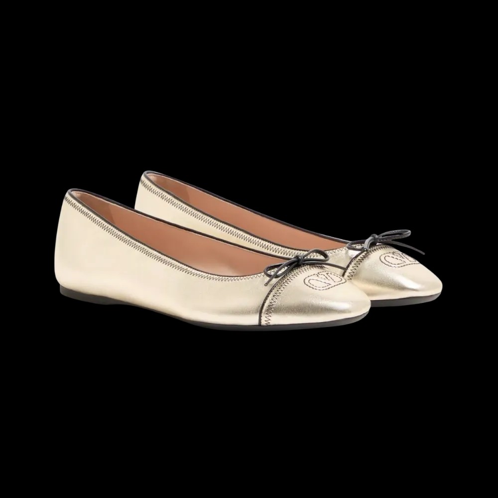 Valentino VLogo Signature Ballerina In Laminated Nappa 05mm Platinum - HypeFly India View 3