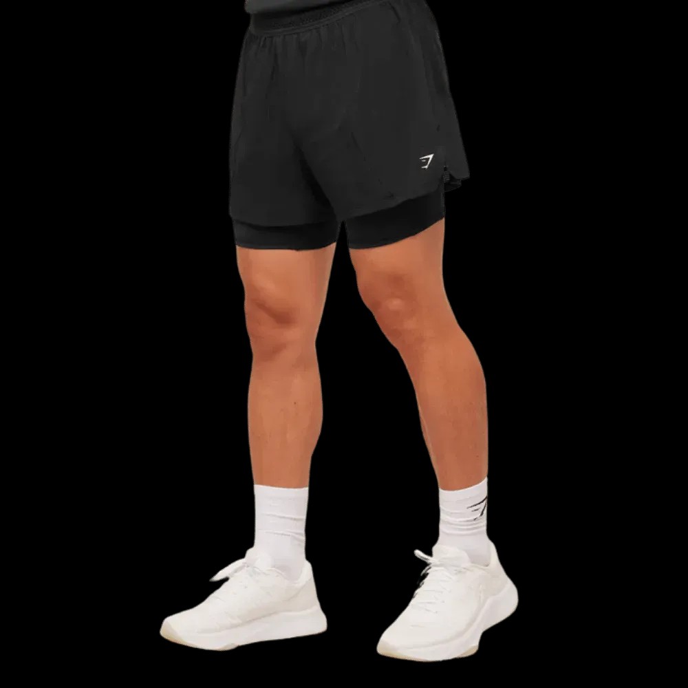 Gymshark Running 4" 2in1 Shorts Black - HypeFly India View 4