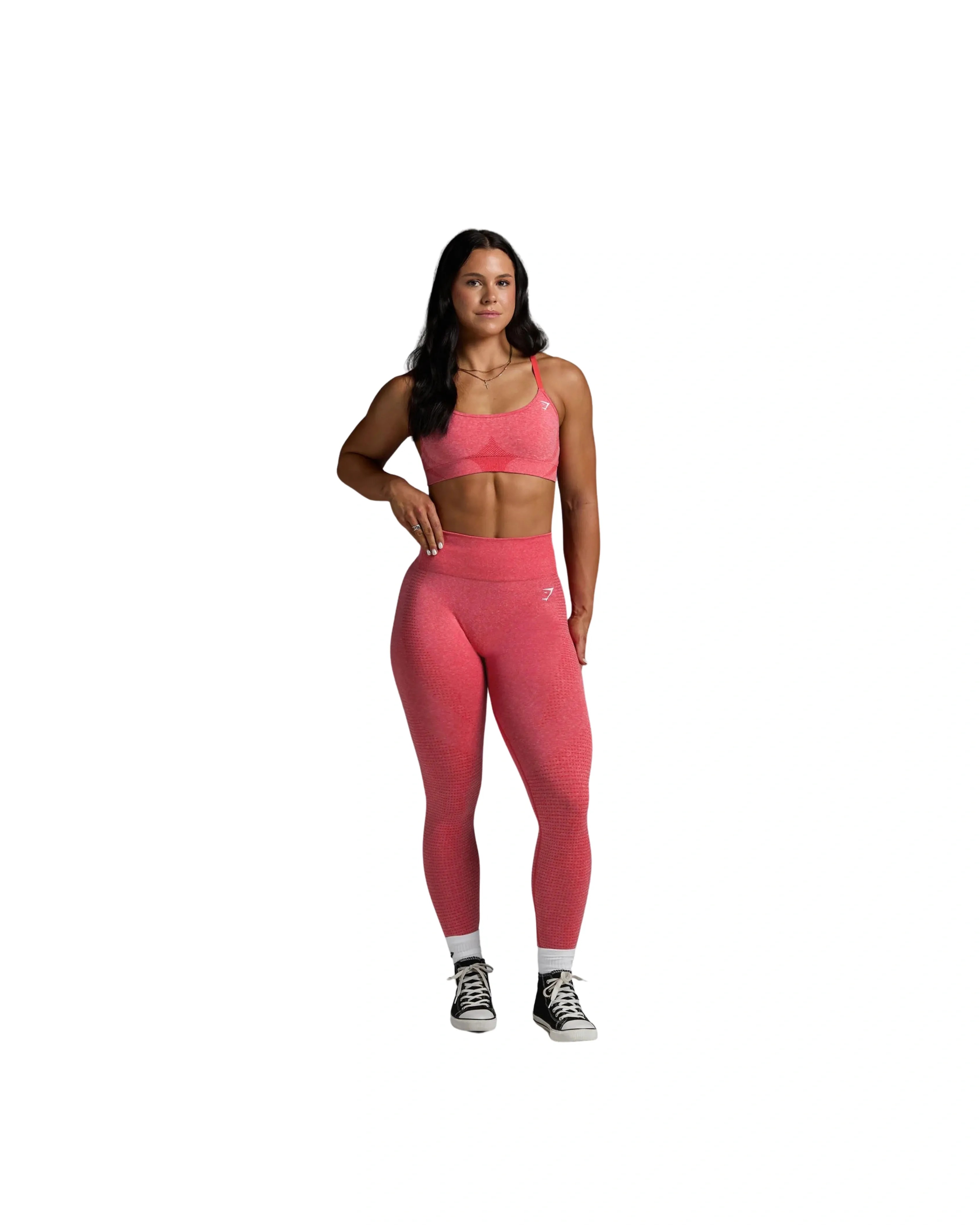 Gymshark Vital Leggings Coral Red Marl - HypeFly India View 2