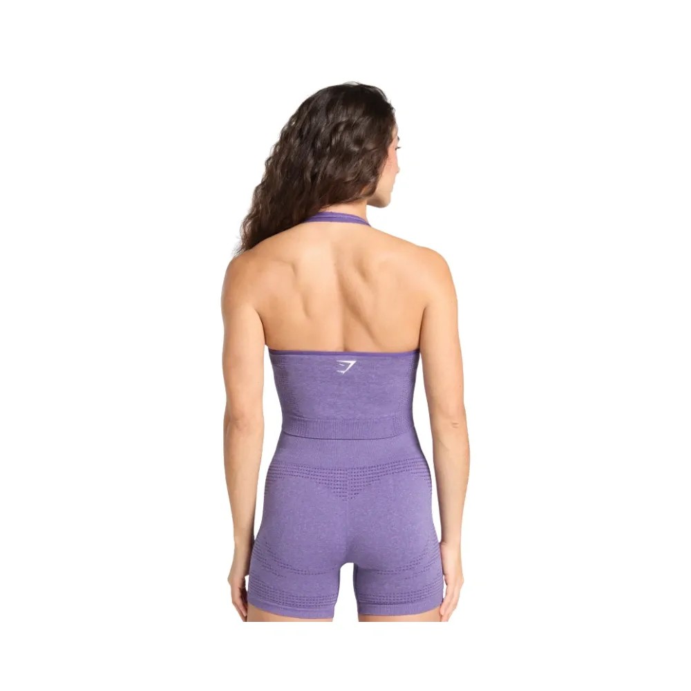 Gymshark Vital Halter Neck Tank With Shelf Crop Top Functional Purple Marl - HypeFly India View 2
