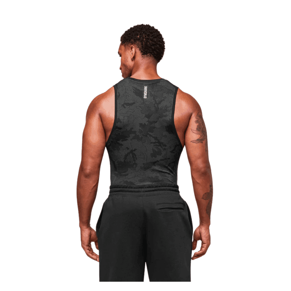 Gymshark Geo Seamless Tank Slim Fit Black/Charcoal Grey - HypeFly India View 4