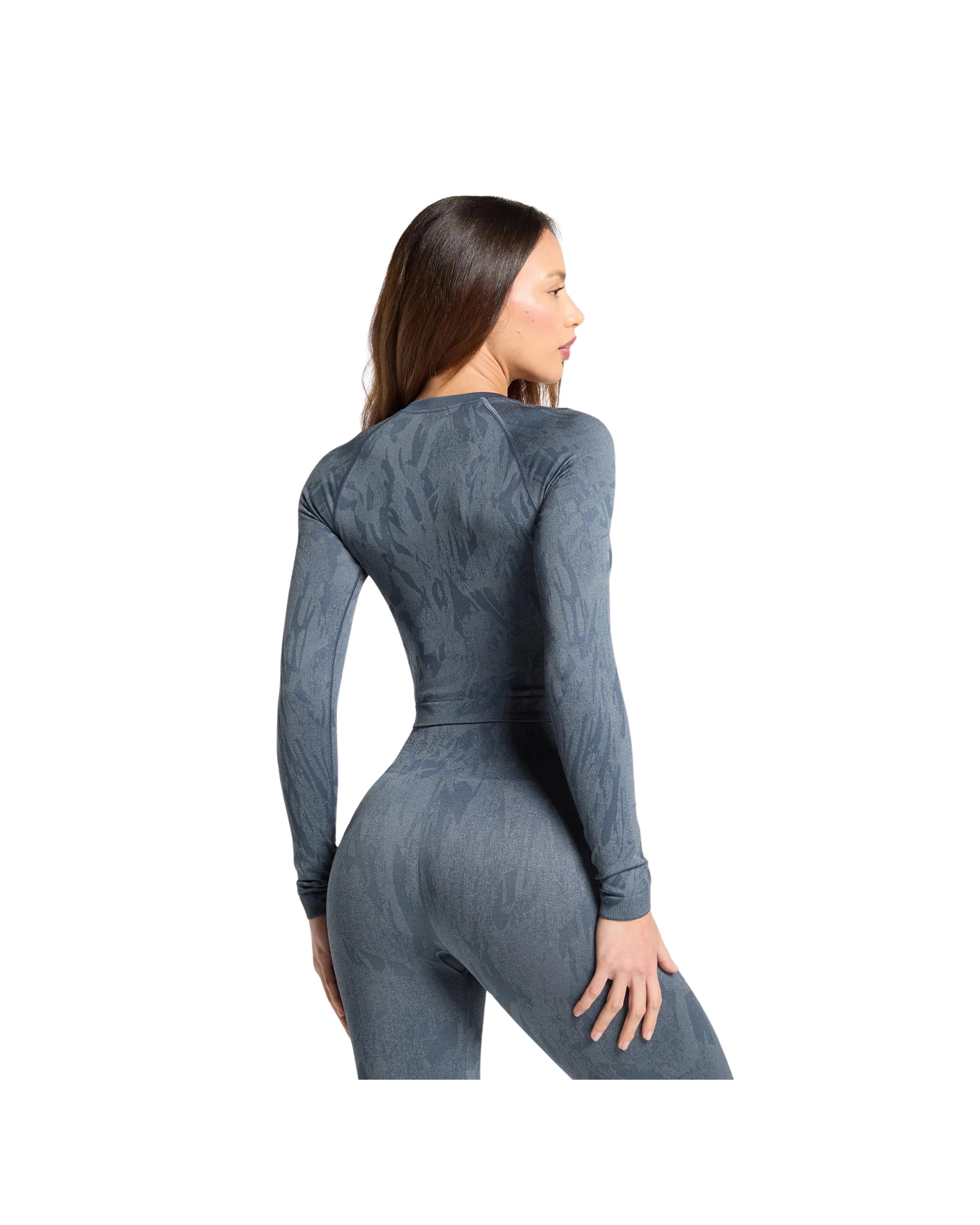 Adapt Camo Seamless Long Sleeve Top Body fit Titanium Blue/Denim Grey - HypeFly India View 2