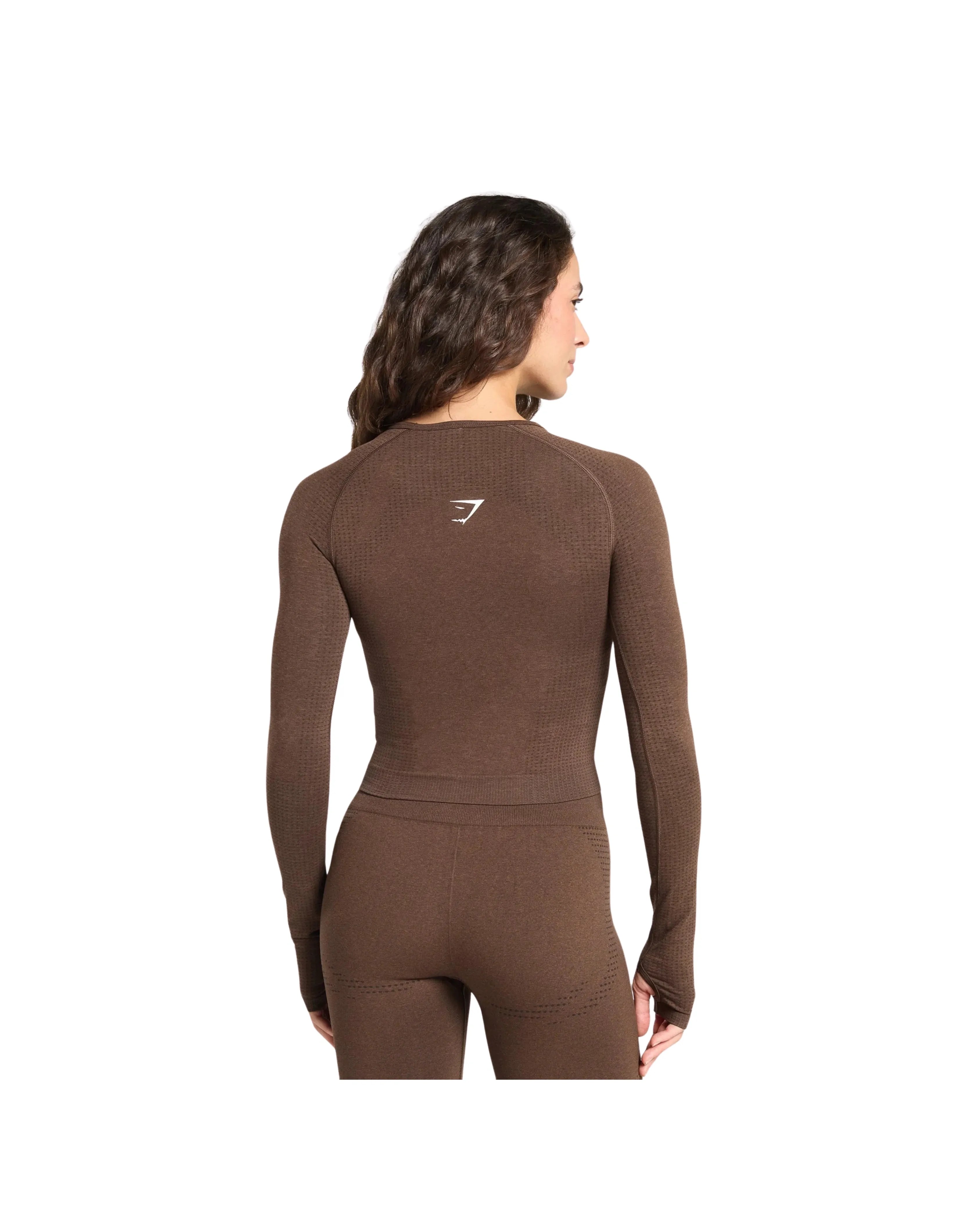 Gymshark Vital Long Sleeve Cut Out Top Body fit Espresso Marl - HypeFly India View 2