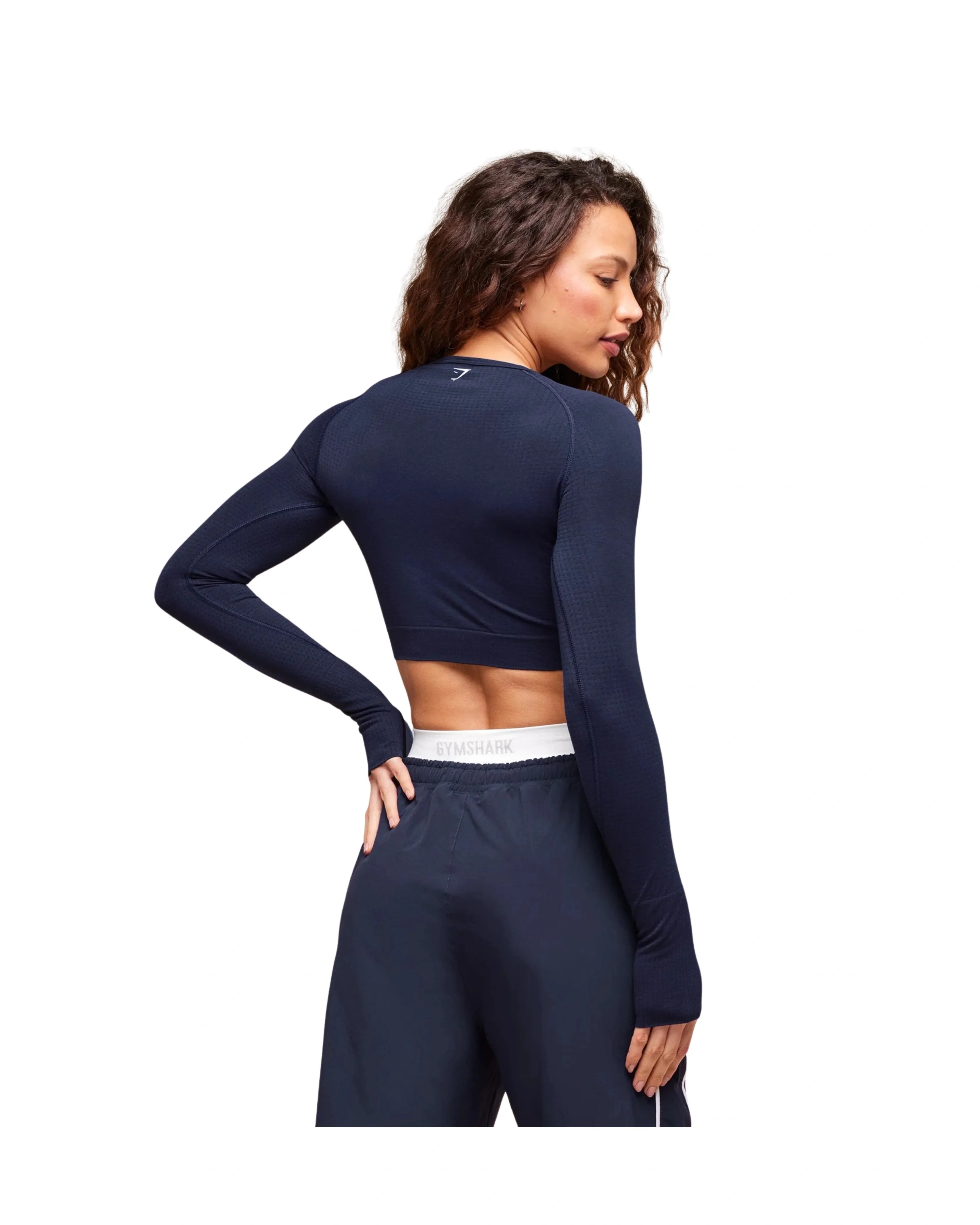 Gymshark Vital Crop Top Heavy Blue Marl - HypeFly India View 2