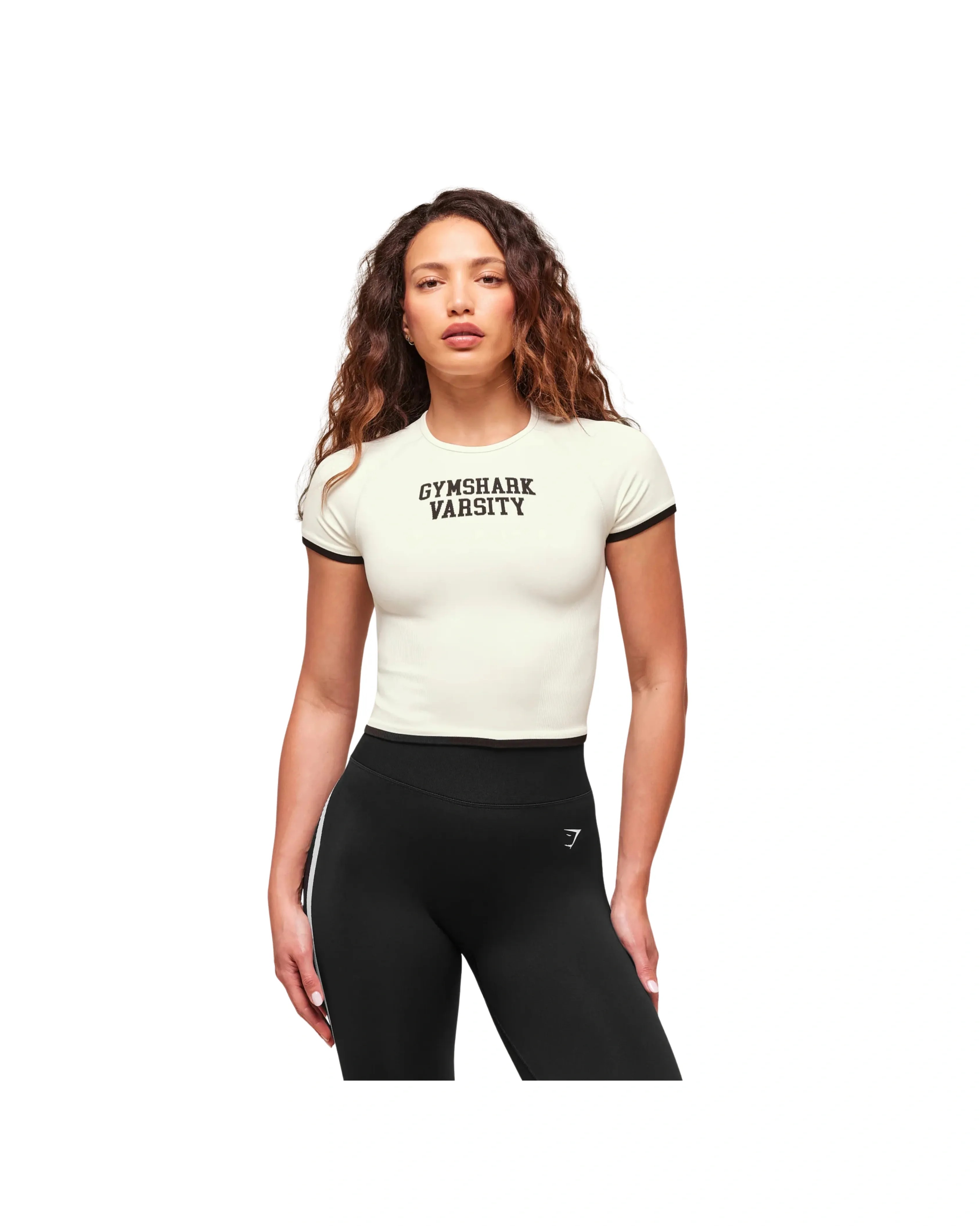 Gymshark Lift Varsity Seamless Midi T-Shirt Soft White - HypeFly India View 2