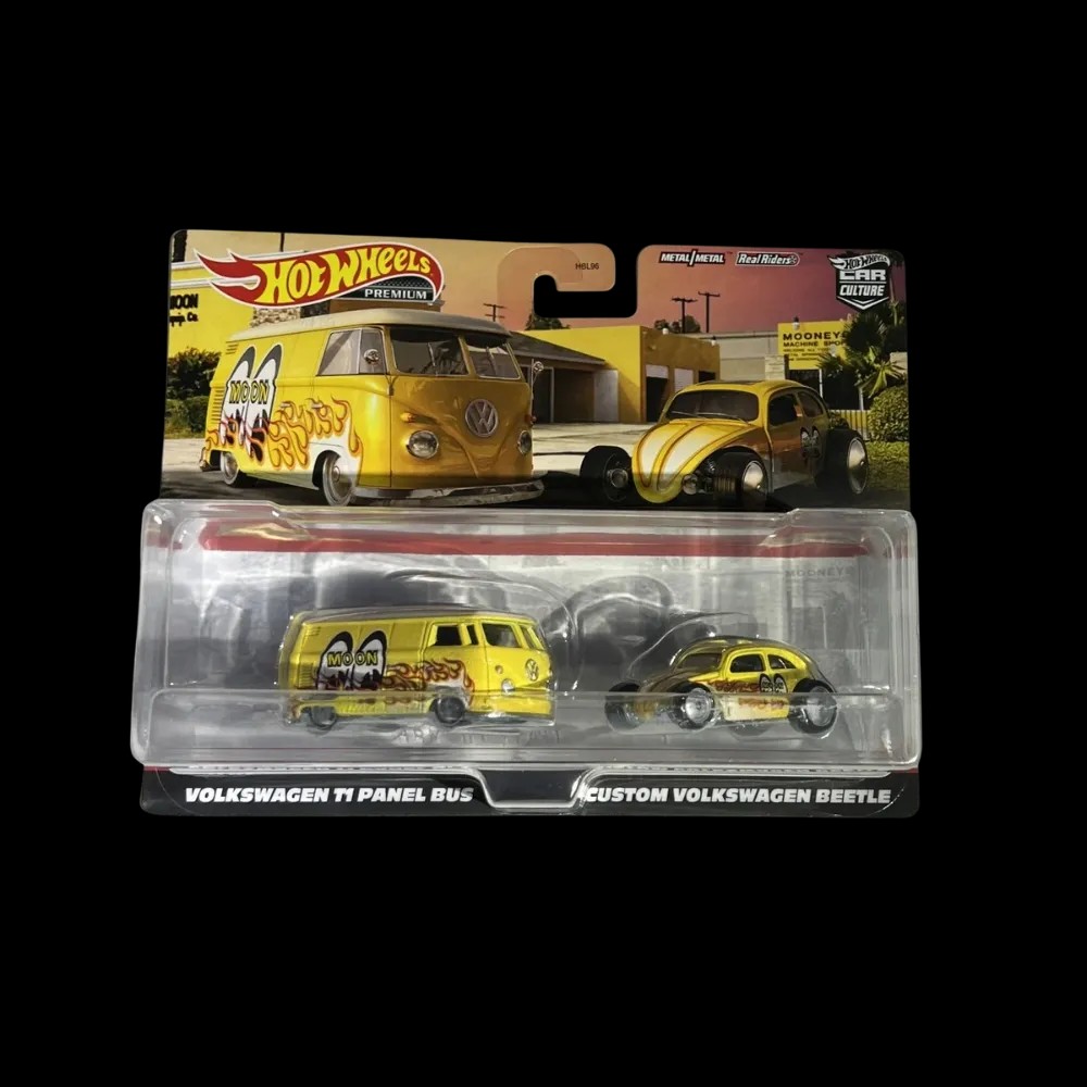 Hot Wheels Premium Car Culture Volkswagen T1 Panel Bus & Beetle 2-Pack Set - HypeFly India View 1