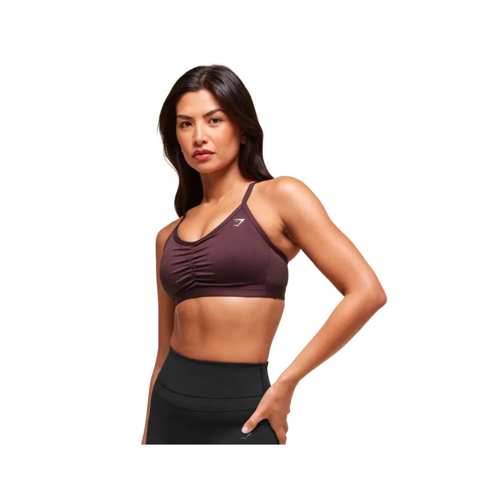 Gymshark Ruched Sports Bra - Medium Support Cherry Purple - HypeFly India View 3