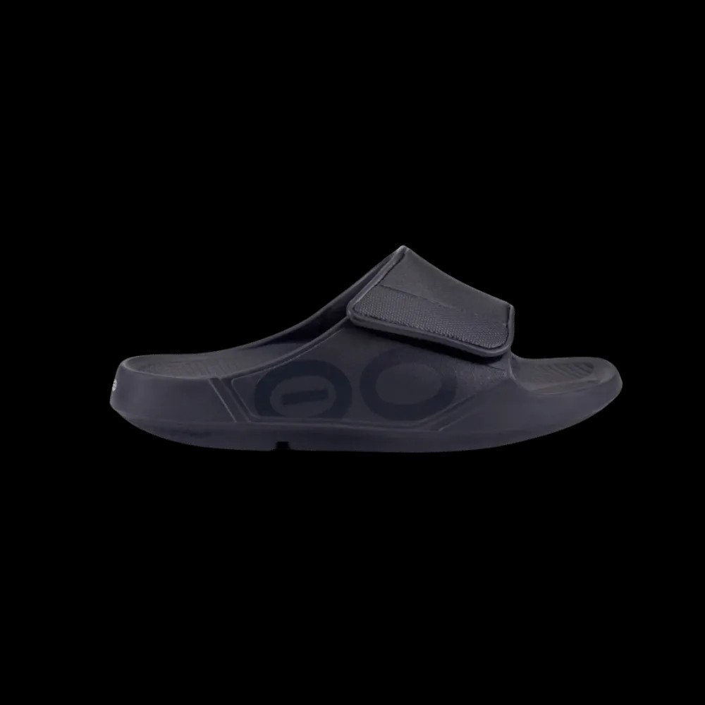 Oofos OOahh Sport Flex Sandal - Matte Black - HypeFly India View 1