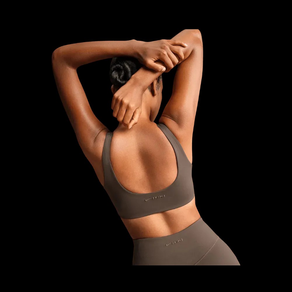 Nike X Skims Women's Scoop-Neck Bra Dark Sepia - HypeFly India View 5