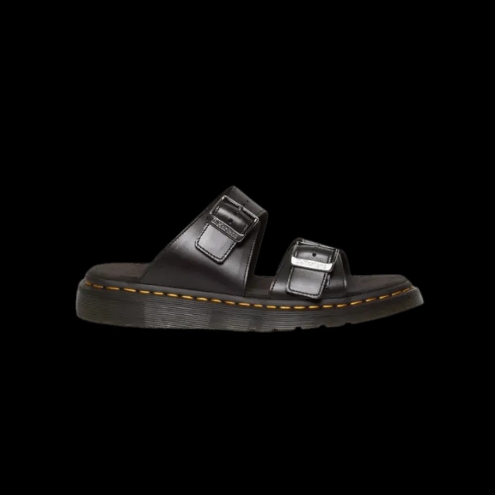 Dr Martens Josef Analine Leather Buckle Slide Sandals Black - HypeFly India View 1