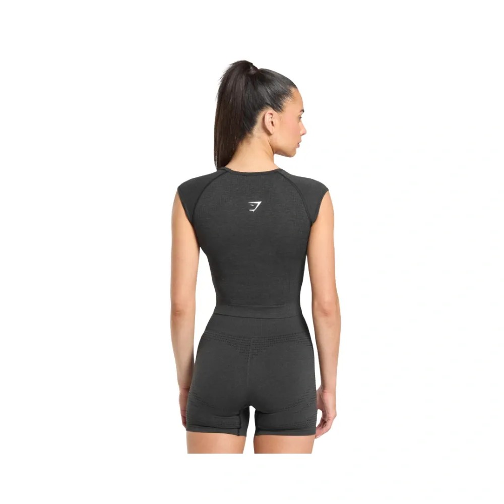 Gymshark Vital Scoop Neck Top Black Marl - HypeFly India View 2
