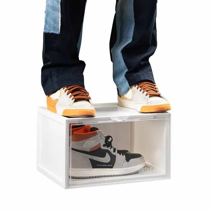 White Stack'Em Sneaker Crates | Shoe Crates (Side Drop) - HypeFly India View 1