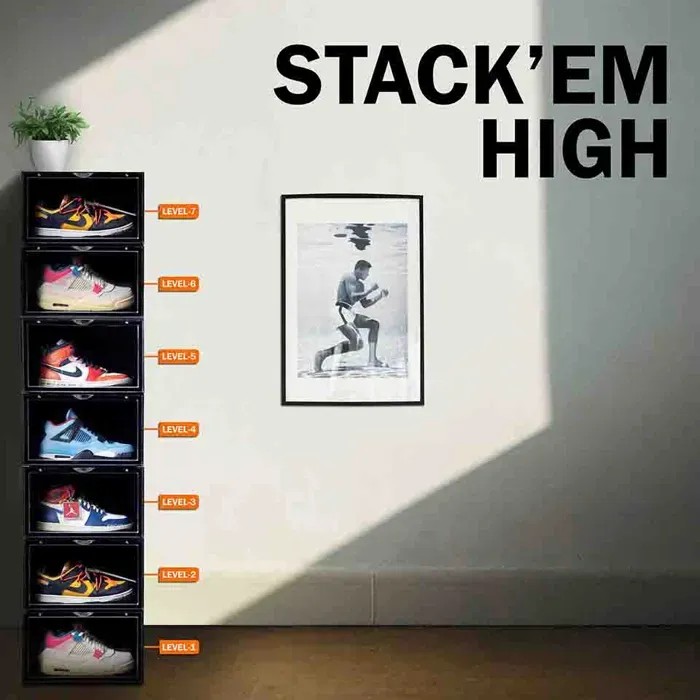 White Stack'Em Sneaker Crates | Shoe Crates (Side Drop) - HypeFly India View 5