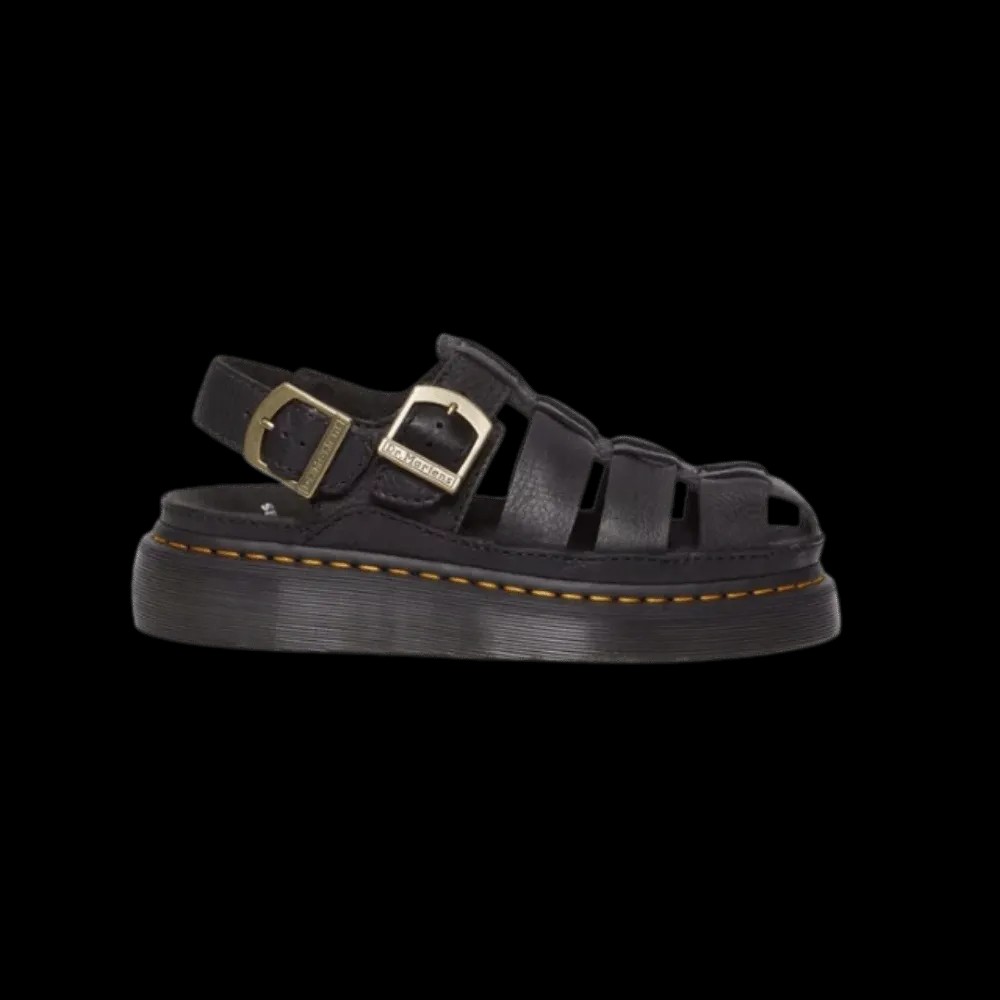 Dr Martens Wrenlie Grizzly Leather Fisherman Sandals Black  - HypeFly India View 1
