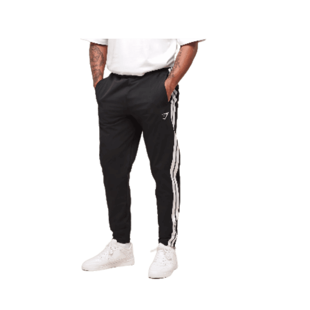 Gymshark Retro Side Stripe Joggers Black  - HypeFly India View 2