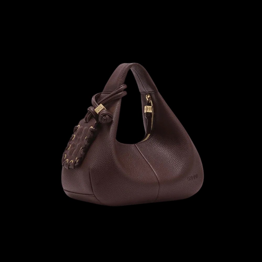 Ganni Brown Mini Hobo Bag - HypeFly India View 3