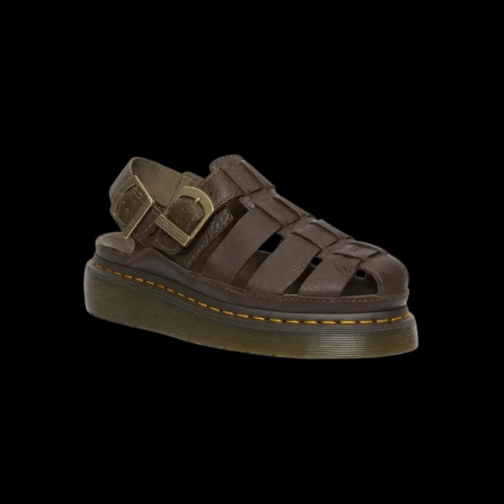 Dr Martens Wrenlie Grizzly Leather Fisherman Sandals Dark Brown  - HypeFly India View 3