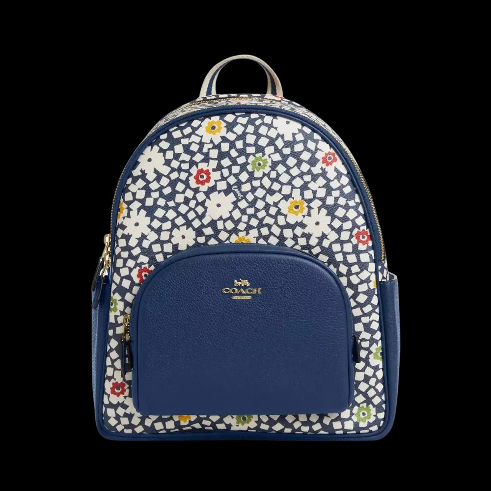 Coach Court Backpack With Floral Print Deep Blue - HypeFly India View 1
