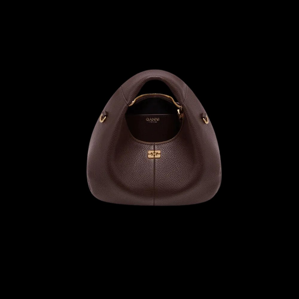Ganni Brown Mini Hobo Bag - HypeFly India View 2