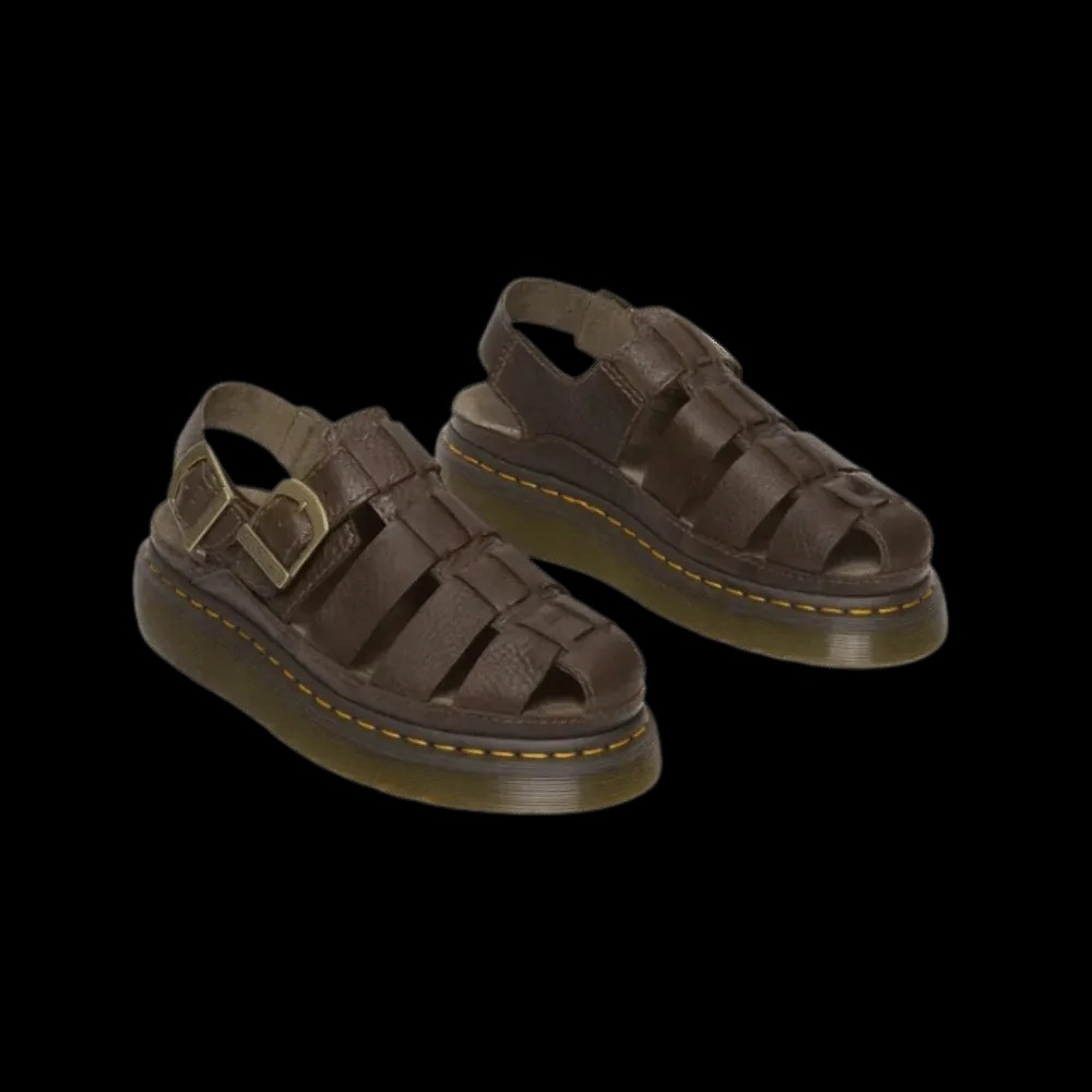 Dr Martens Wrenlie Grizzly Leather Fisherman Sandals Dark Brown  - HypeFly India View 2