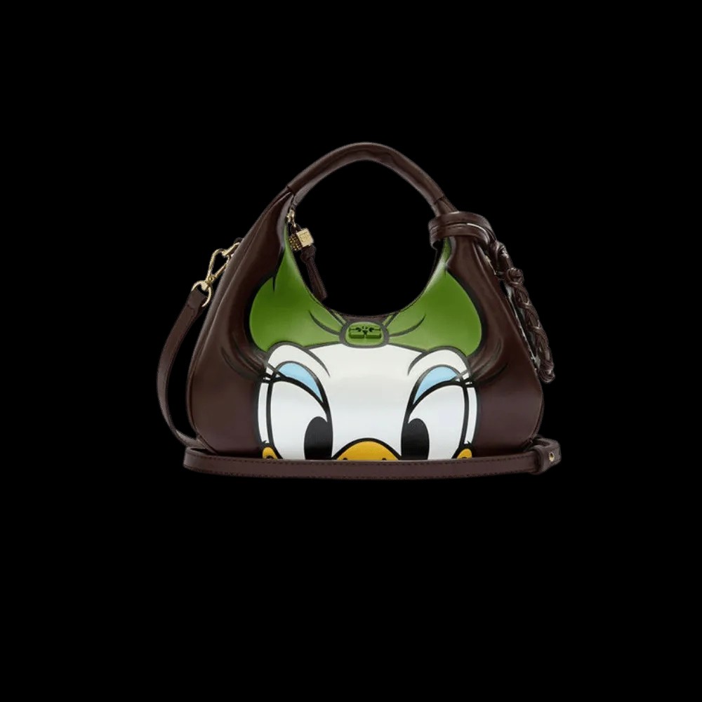 Ganni Daisy Duck Mini Hobo Bag in Brown - HypeFly India View 1
