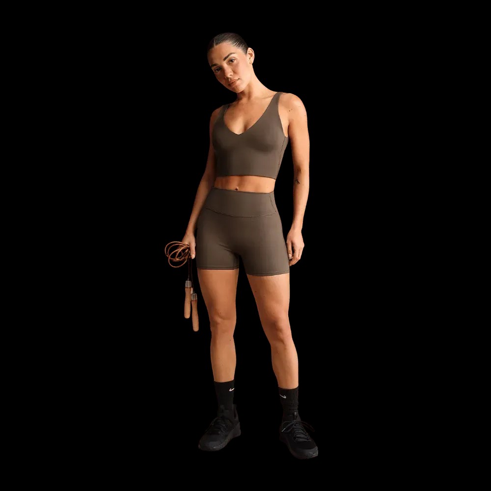 Nike X Skims Matte Women's V-Neck Long-Line Bra DARK SEPIA - HypeFly India View 4
