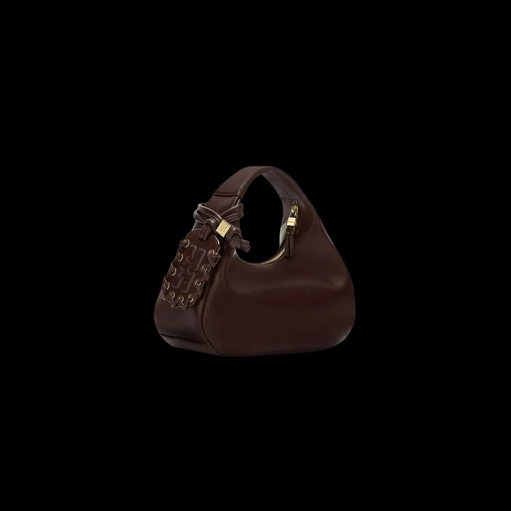 Ganni Daisy Duck Mini Hobo Bag in Brown - HypeFly India View 2