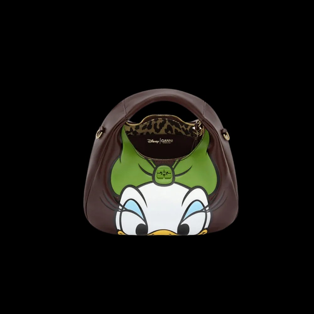 Ganni Daisy Duck Mini Hobo Bag in Brown - HypeFly India View 3