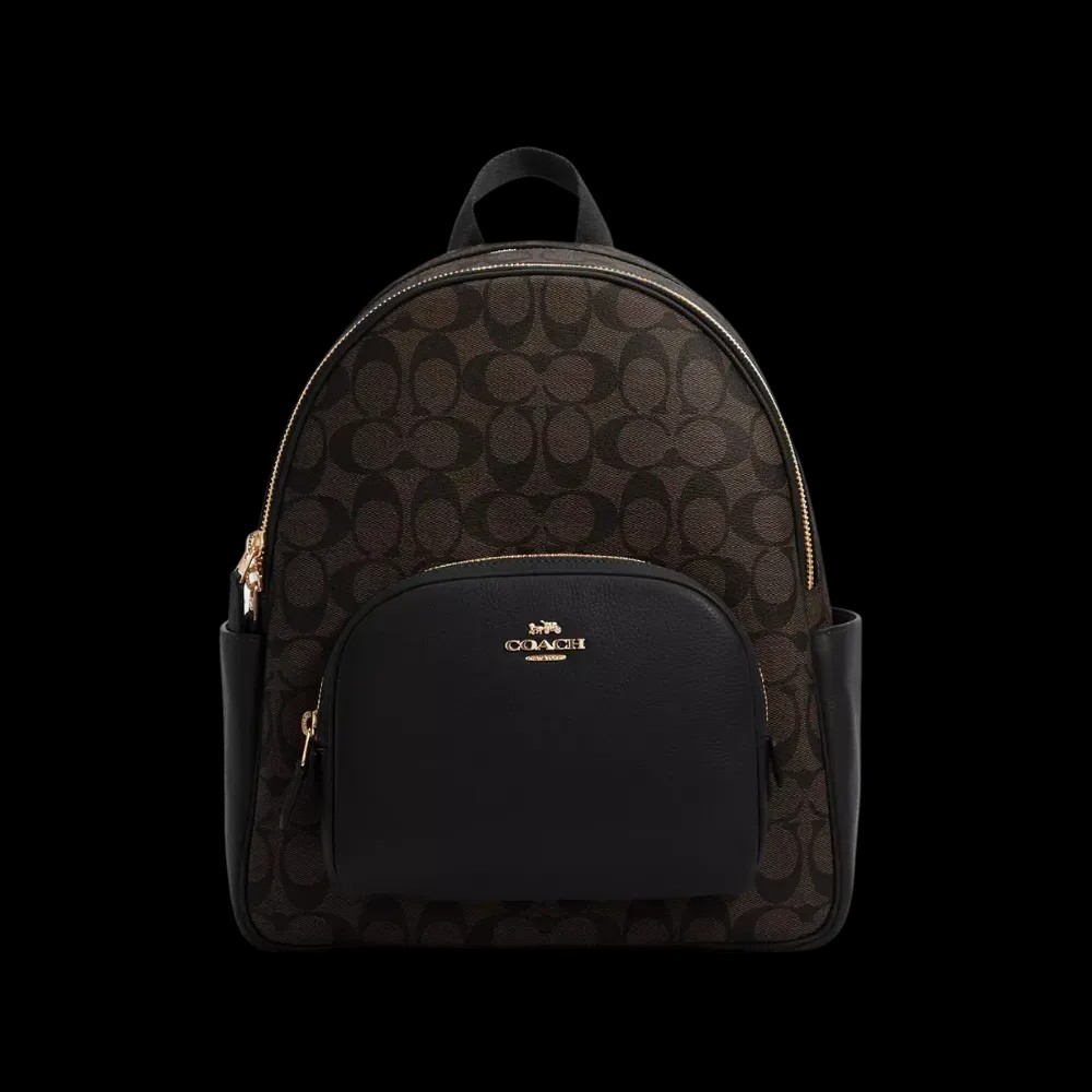 Coach Court Backpack In Signature Canvas Brown Black - HypeFly India View 1