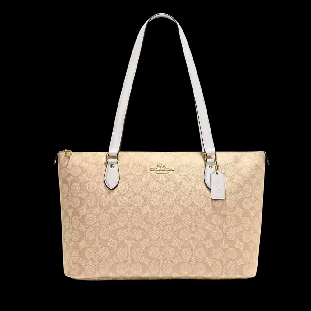 Coach Gallery Tote Bag In Signature Canvas Light Khaki Chalk - HypeFly India View 1