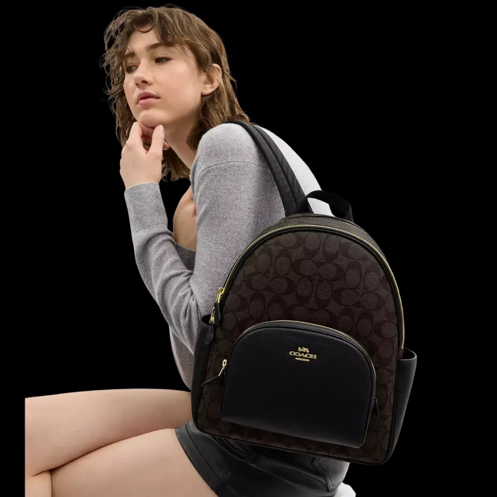 Coach Court Backpack In Signature Canvas Brown Black - HypeFly India View 5