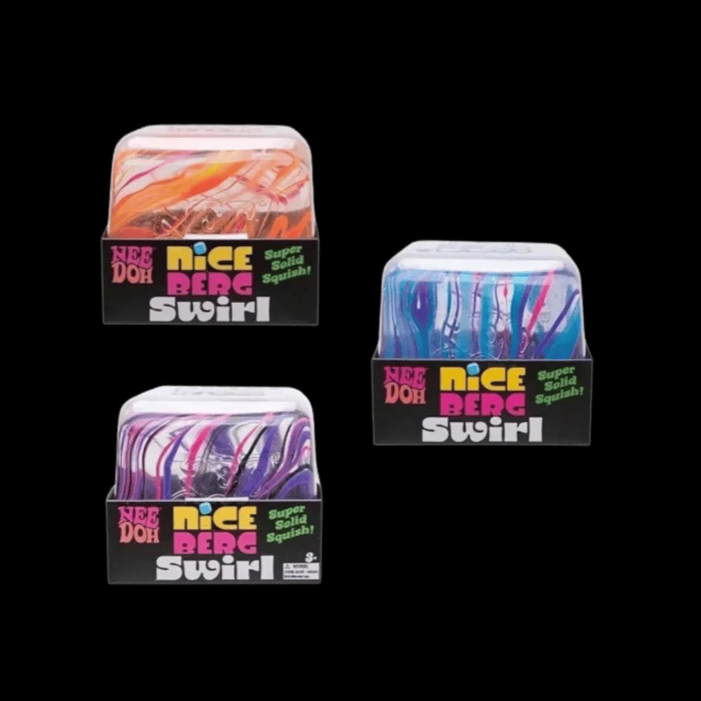 NeeDoh Jumbo Swirl Nice Berg Squishy Fidget Toy 3x Lot Orange/Blue/Purple - HypeFly India View 1